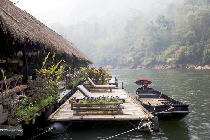 Floating Raft Hotel on the River Kwai